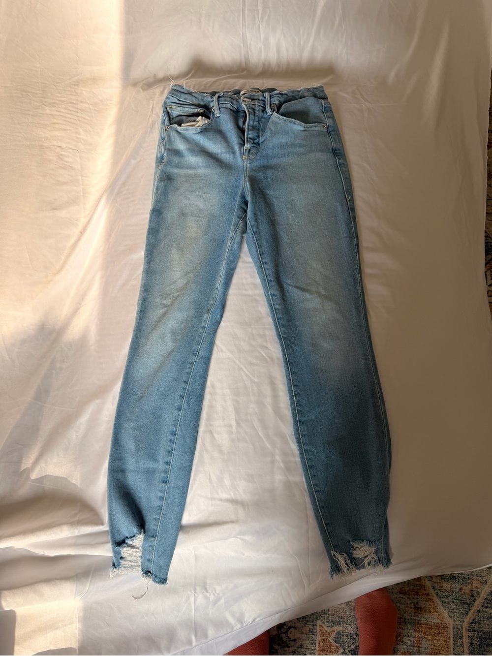 Good American Light Blue Ripped Skinny Jeans